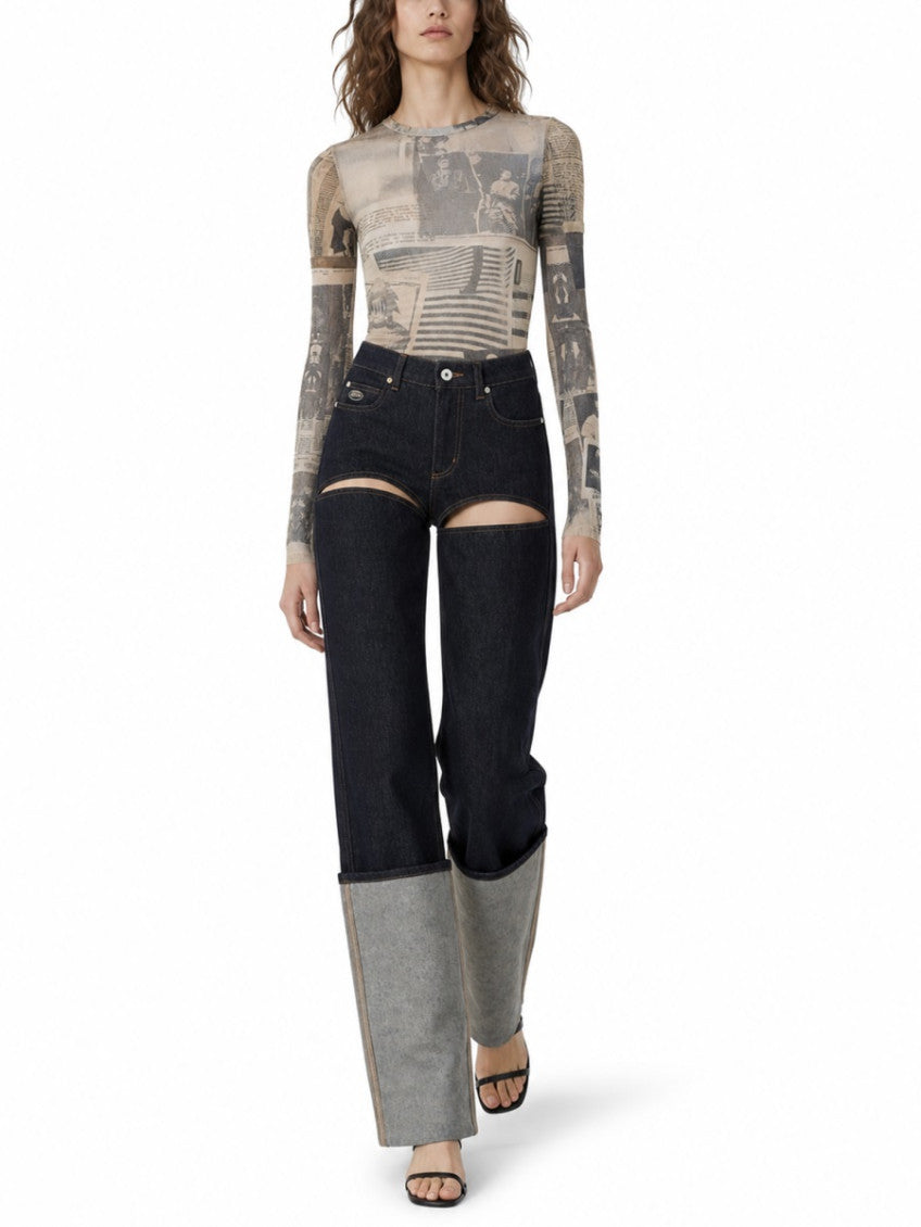 Denim Straight Mid Rise Jeans 2