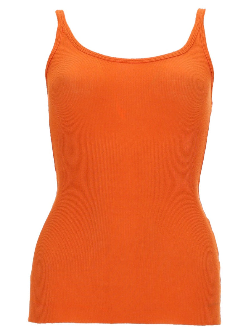 Orange Solid Scoop Neck Top 1