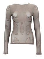 Beige Embroidered Round Neck Top 1