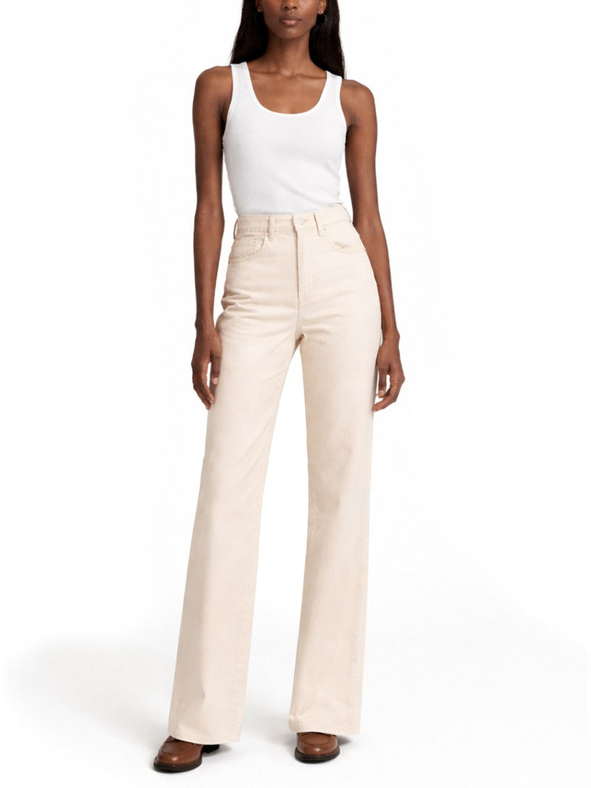 Beige Straight High Rise Jeans 2
