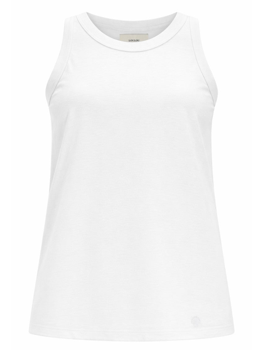 White Solid Crew Neck Top 1