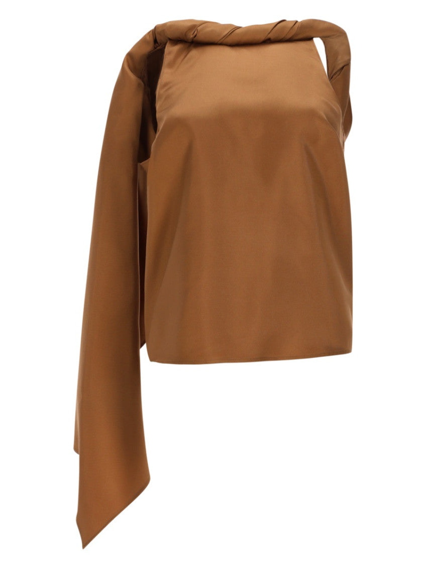 Brown Solid Boat Neck Top 1