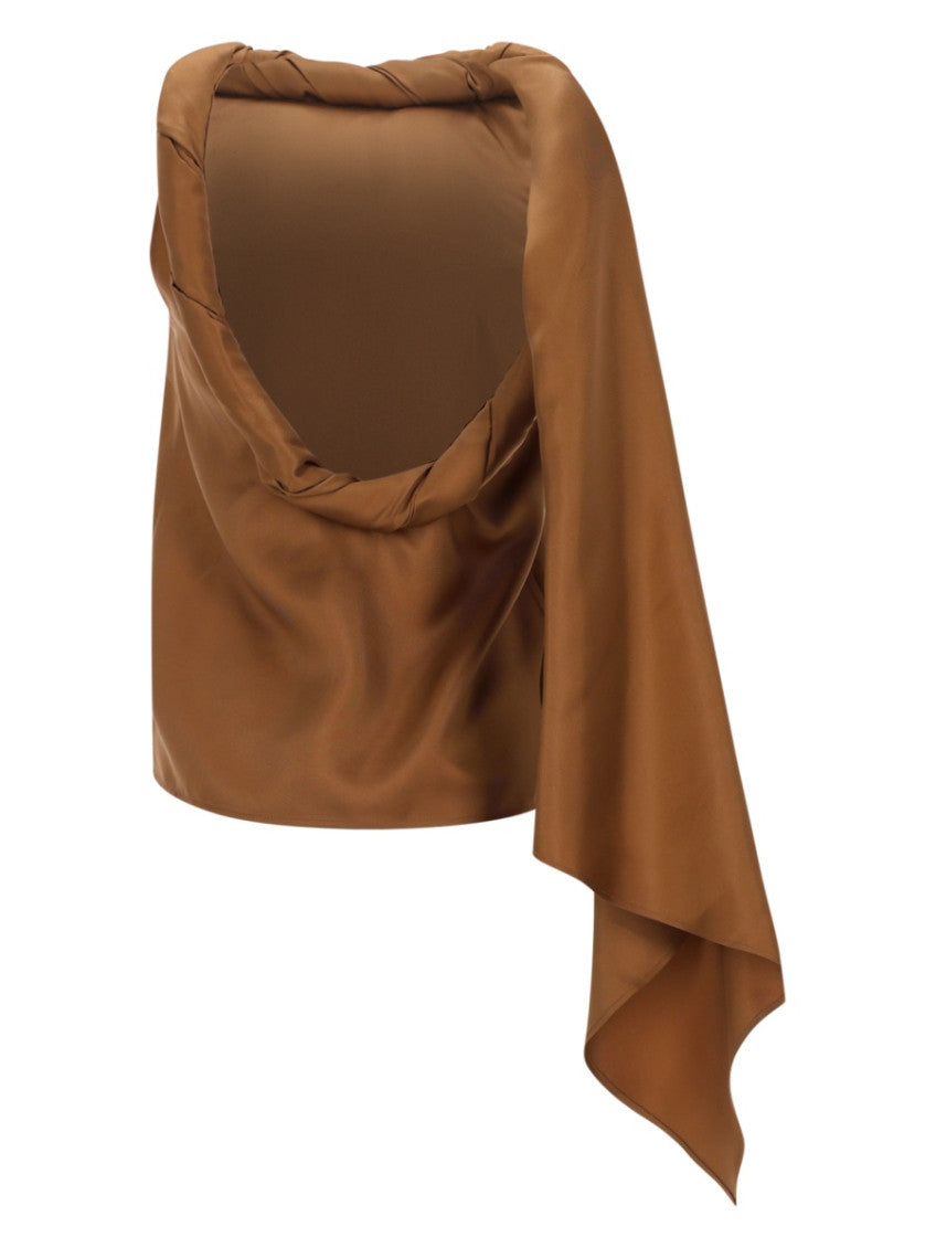 Brown Solid Boat Neck Top 2