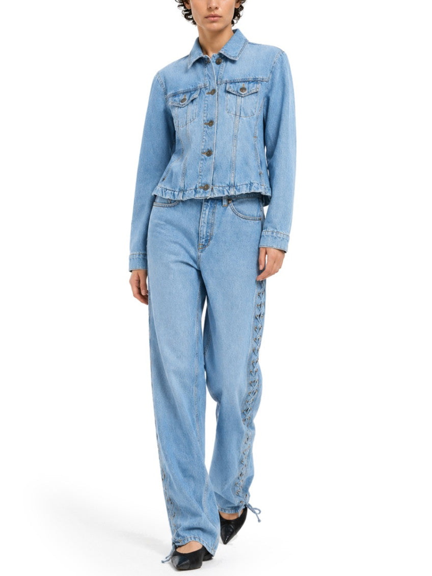 Blue Straight Mid Rise Jeans 2