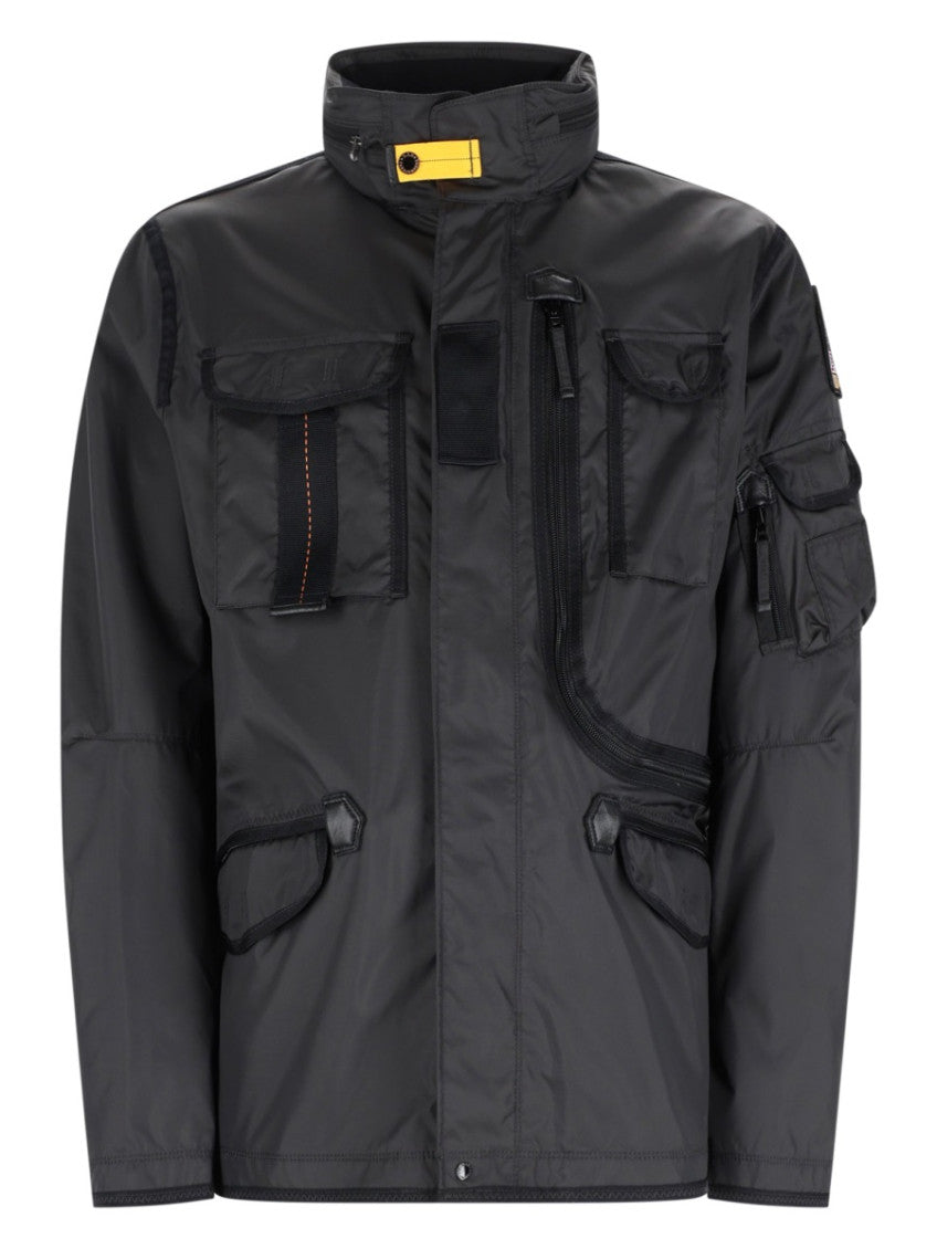 Black Solid Mandarin Collar Jacket 1
