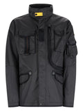 Black Solid Mandarin Collar Jacket 1