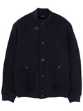 Dark Blue Solid Mock Collar Jacket 1