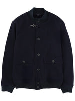 Dark Blue Solid Mock Collar Jacket 1