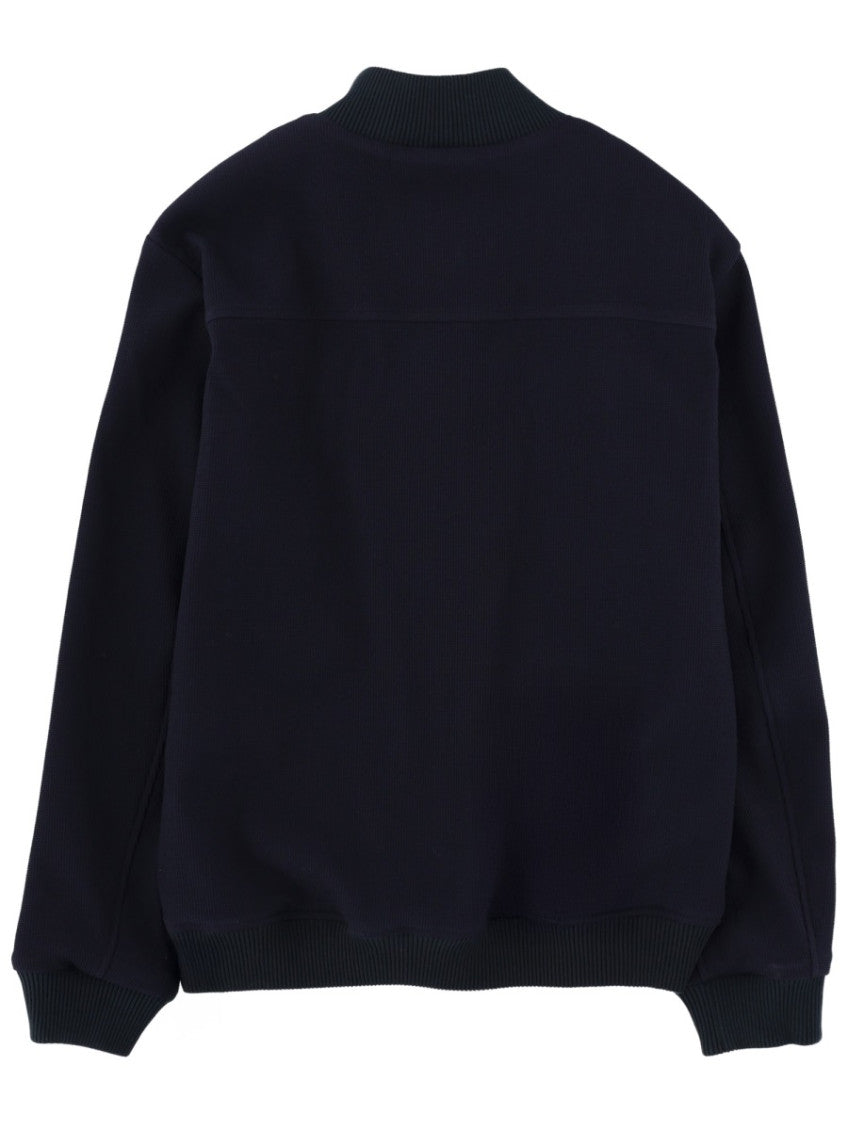 Dark Blue Solid Mock Collar Jacket 5