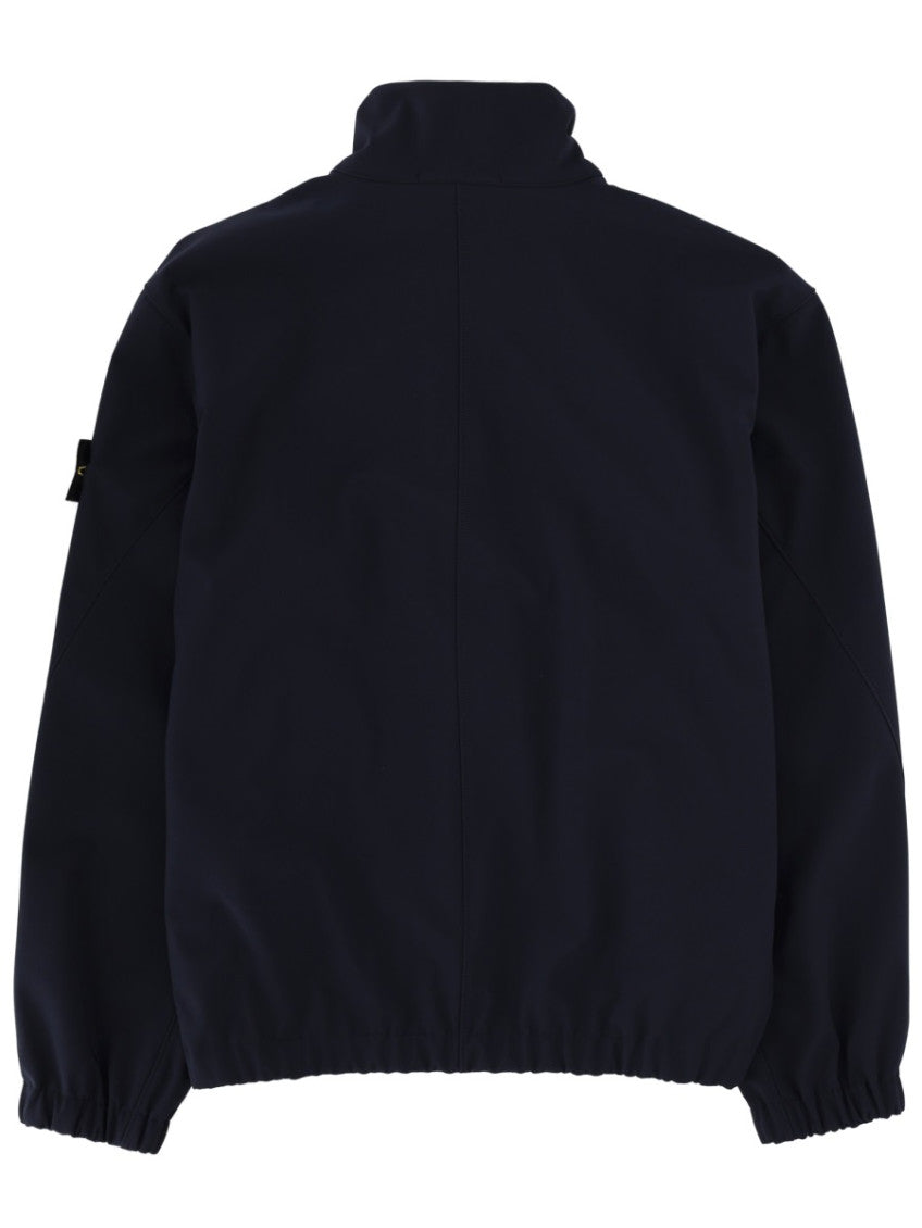 Dark Blue Solid Shirt Collar Jacket 3