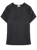 Black Solid V Neck Top 1