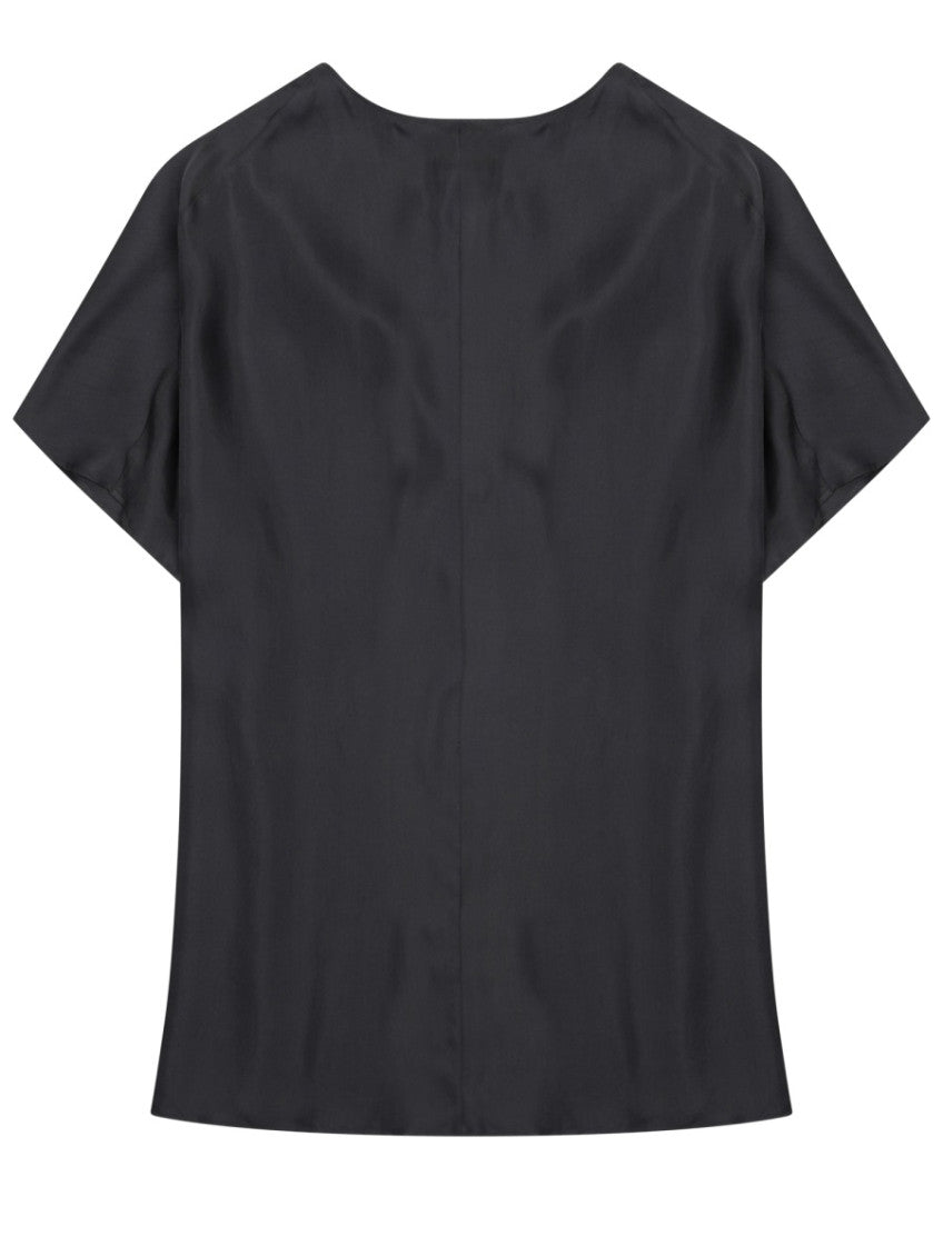 Black Solid V Neck Top 2