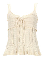 Beige Knitted Scoop Neck Top 1
