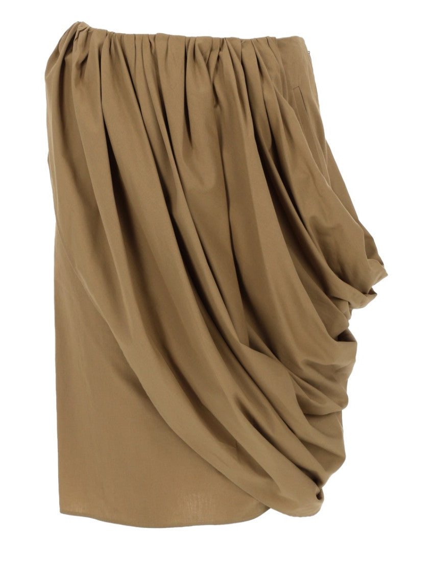 Green Solid Pleated Midi Skirt 1