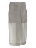 Grey Solid Midi Skirt 1