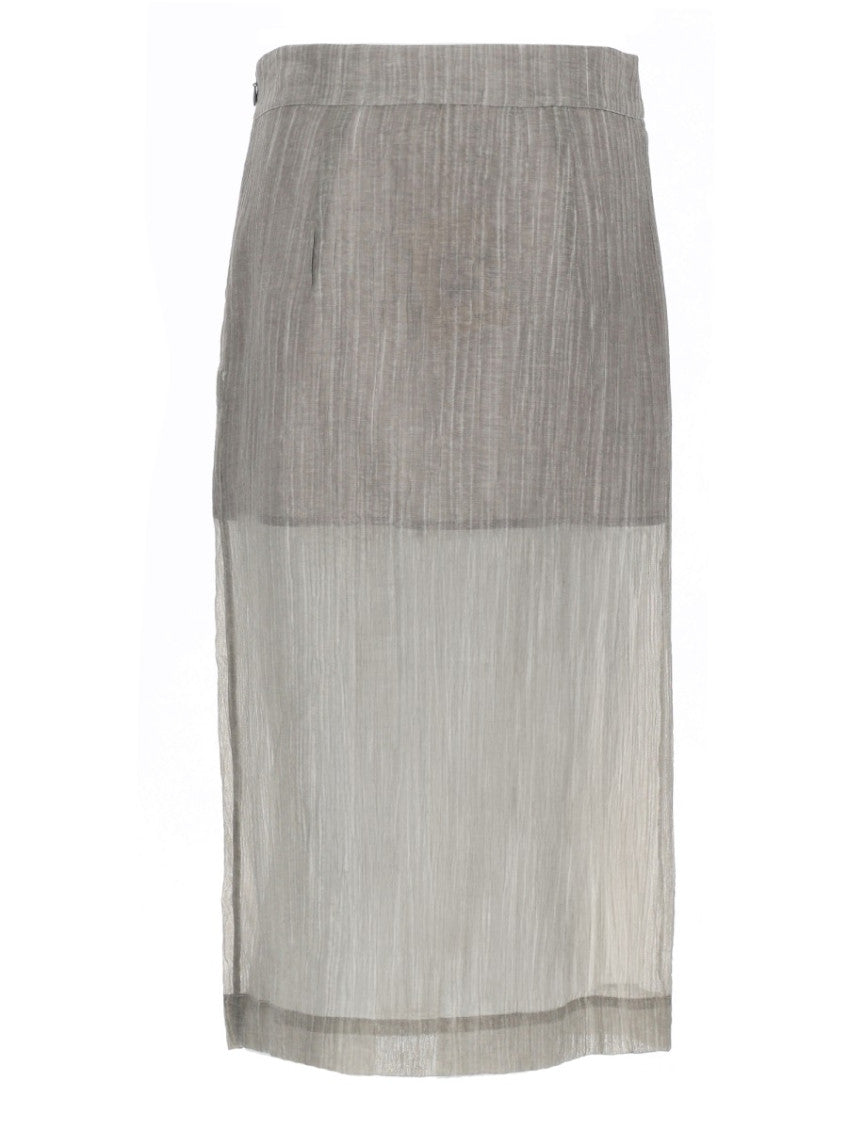 Grey Solid Midi Skirt 2