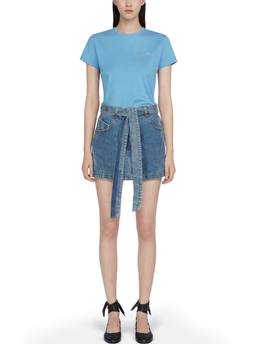 Denim Solid Mini Skirt 2