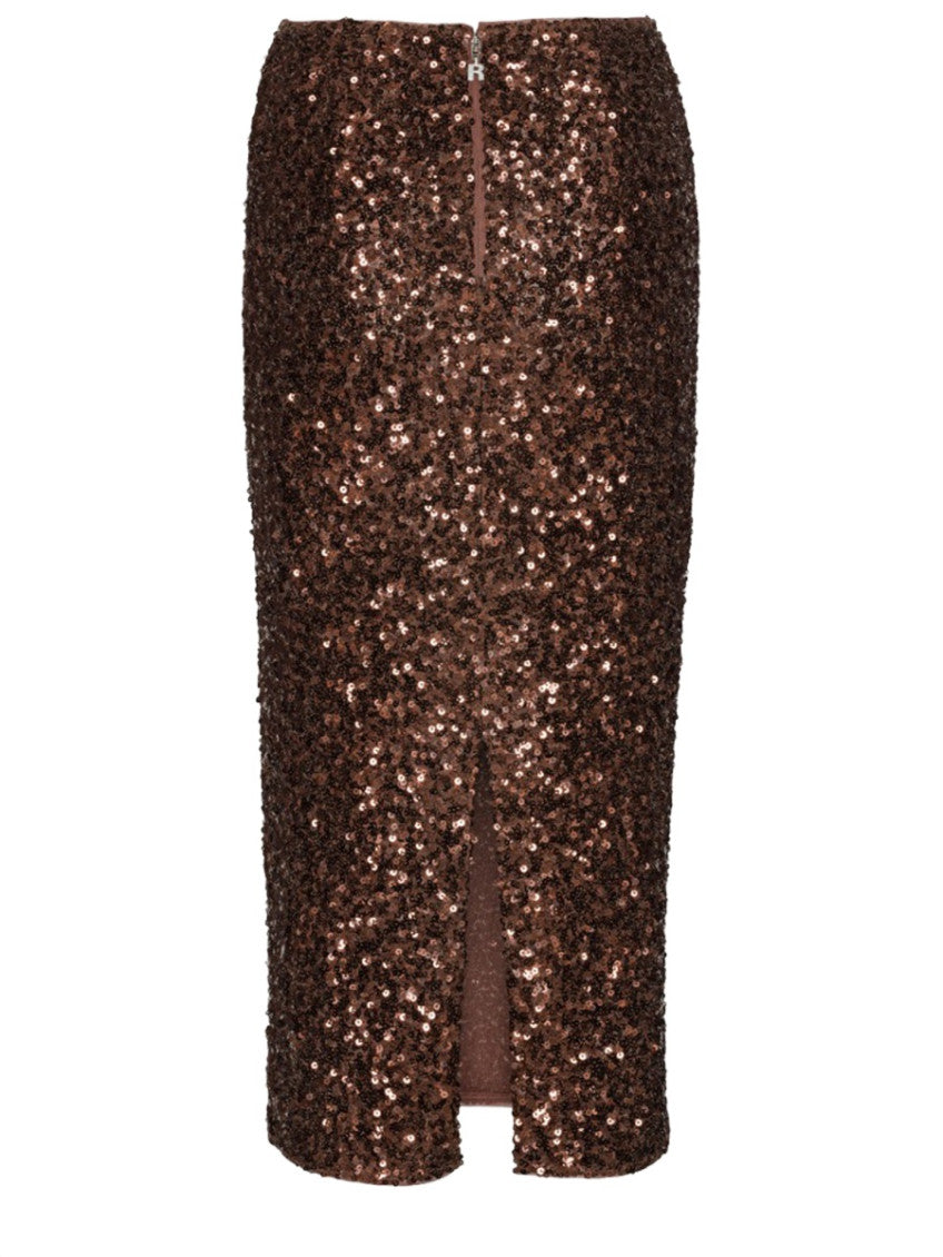 Brown Embellished Midi Skirt 3
