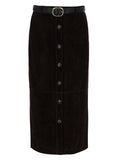 Brown Solid Midi Skirt 1
