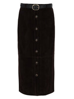 Brown Solid Midi Skirt 1