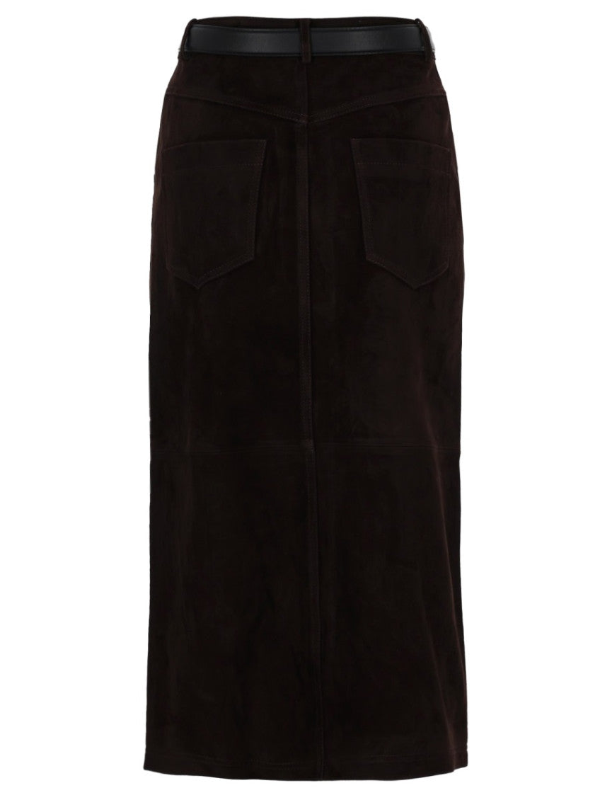 Brown Solid Midi Skirt 2