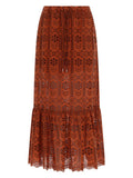 Brown Embroidered Maxi Skirt 1