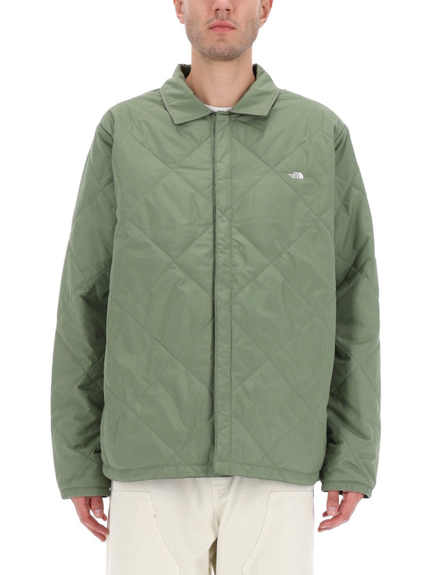 Green Quilted Shirt Collar Jacket 1