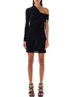 Black ONE SHOULDER DRAPED DRESS 1