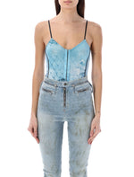 Light Blue Lye Printed Bodysuit 1