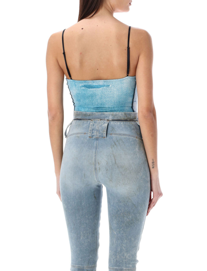 Light Blue Lye Printed Bodysuit 2