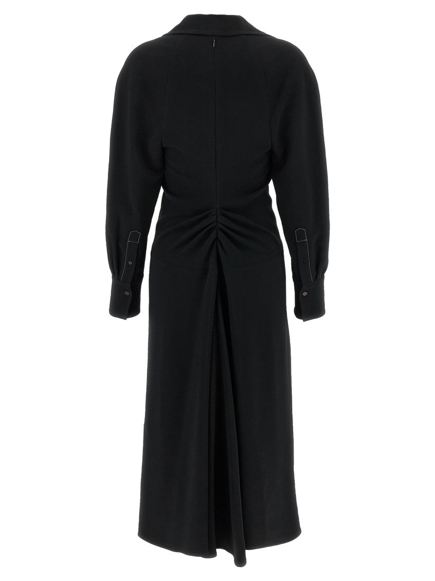Black 'Long Sleeve Polo Collar Midi' Dress 2