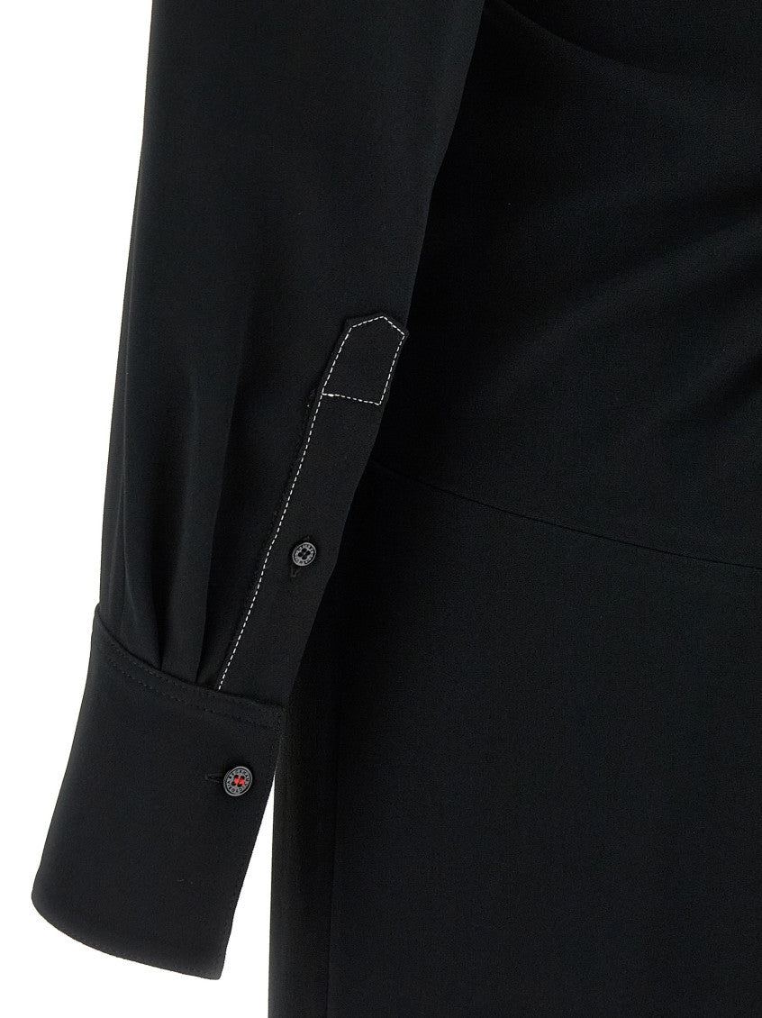 Black 'Long Sleeve Polo Collar Midi' Dress 4