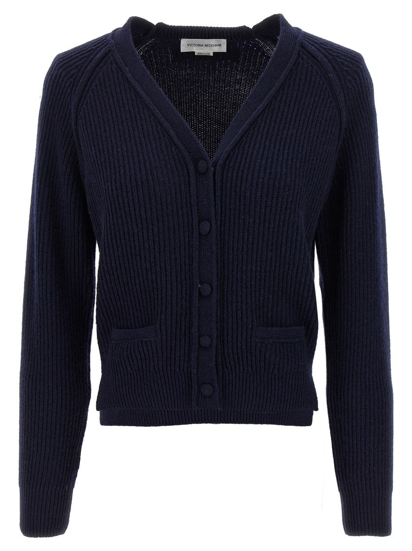 Navy Blue 'Stepped Hem' Cardigan 1