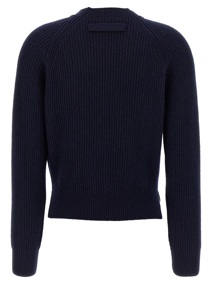 Navy Blue 'Stepped Hem' Cardigan 2