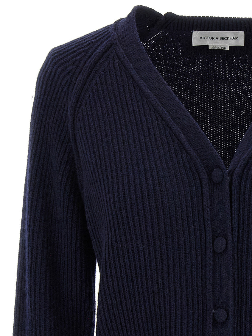 Navy Blue 'Stepped Hem' Cardigan 3