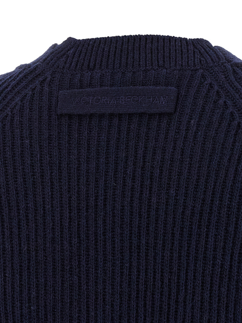 Navy Blue 'Stepped Hem' Cardigan 4