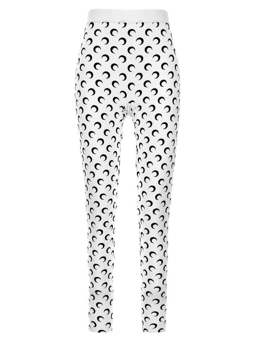 White Crescent Moon Print Leggings 1