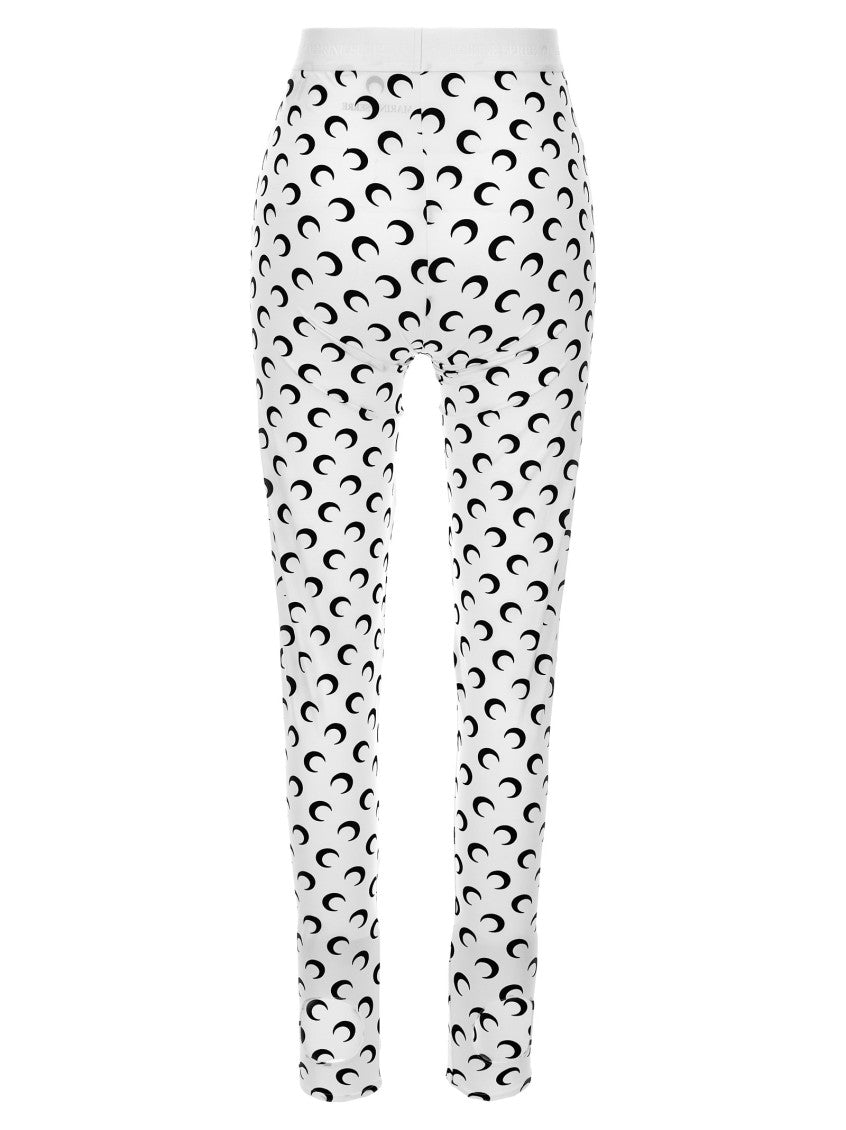 White Crescent Moon Print Leggings 2