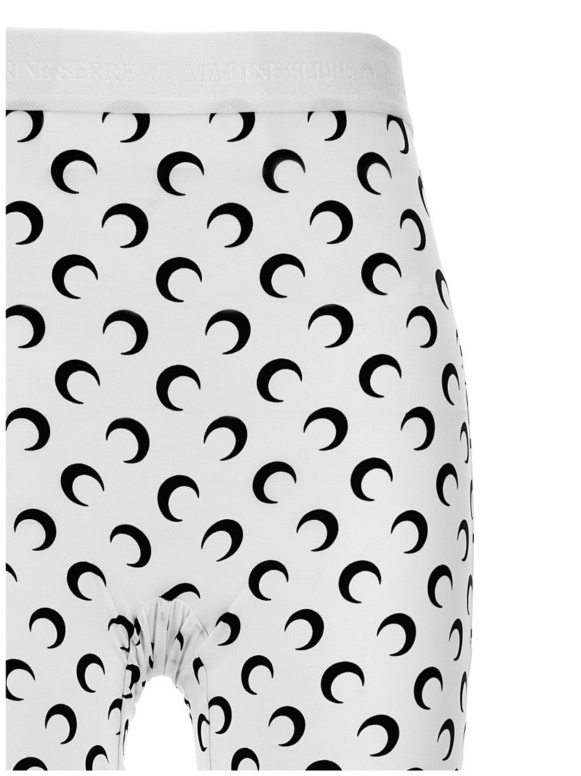 White Crescent Moon Print Leggings 3