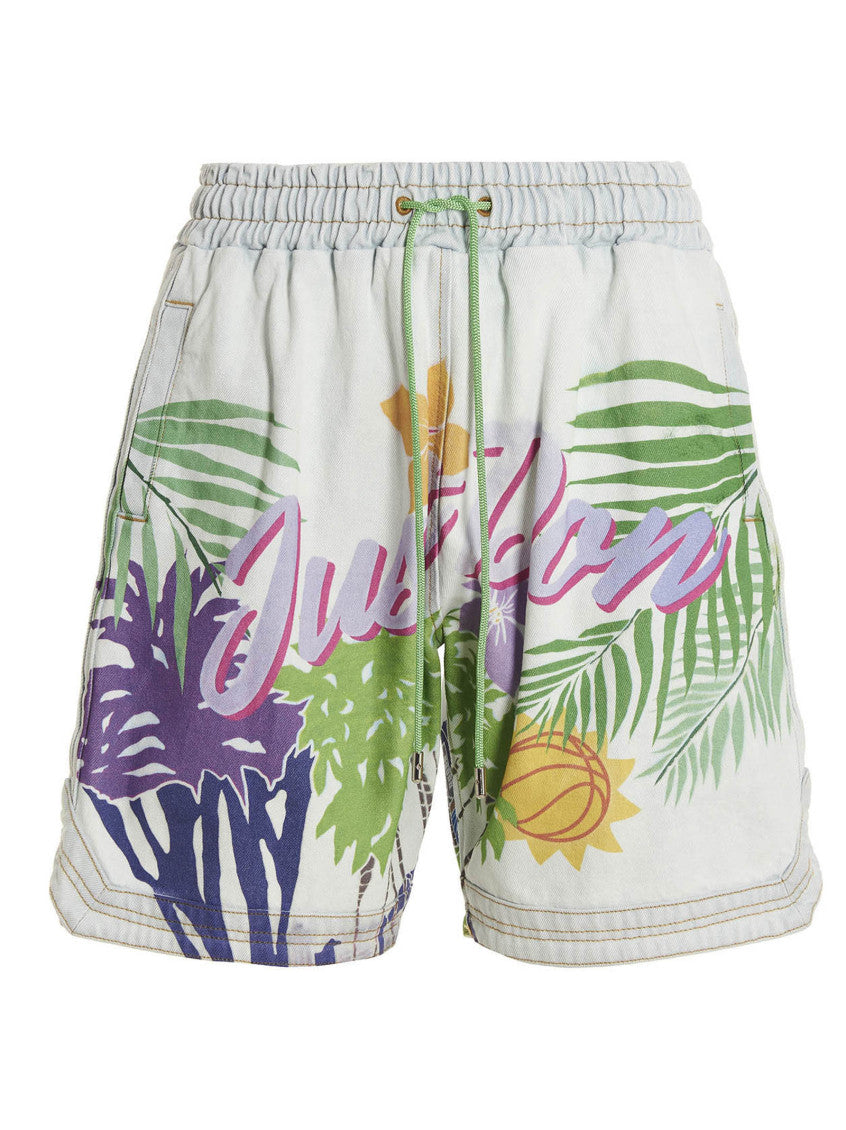 Light Blue Graphic Shorts 1