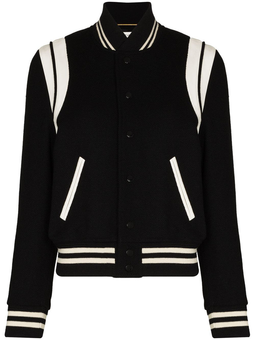 Black Two-Tone Varsity Jacket 1
