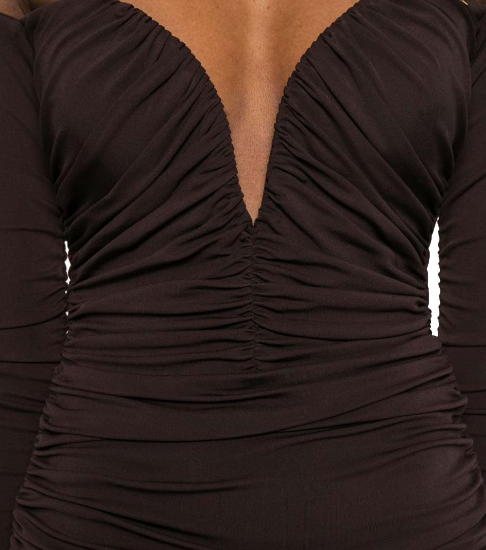 Dark Brown Solid Dress 5
