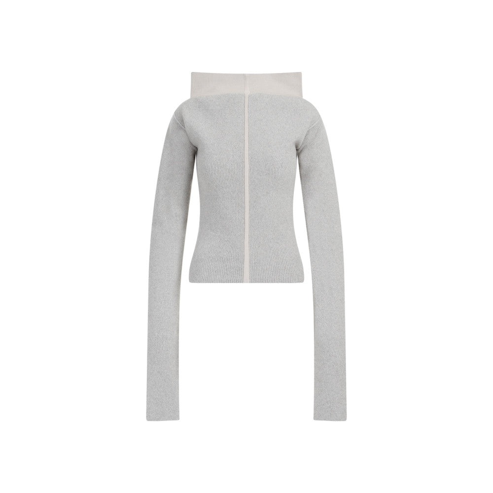 Grey Wide Collar  Cashmere Pullover 1