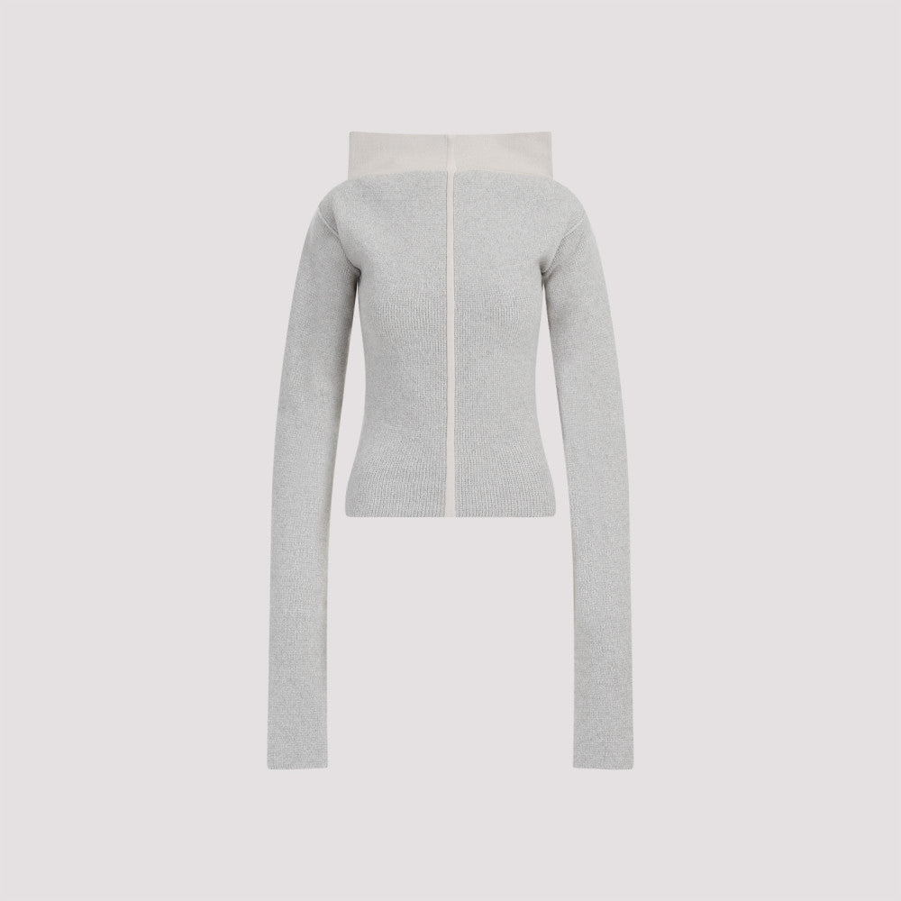 Grey Wide Collar  Cashmere Pullover 2