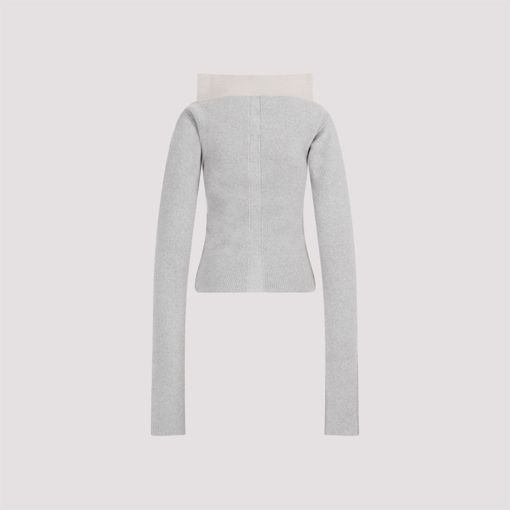 Grey Wide Collar  Cashmere Pullover 4