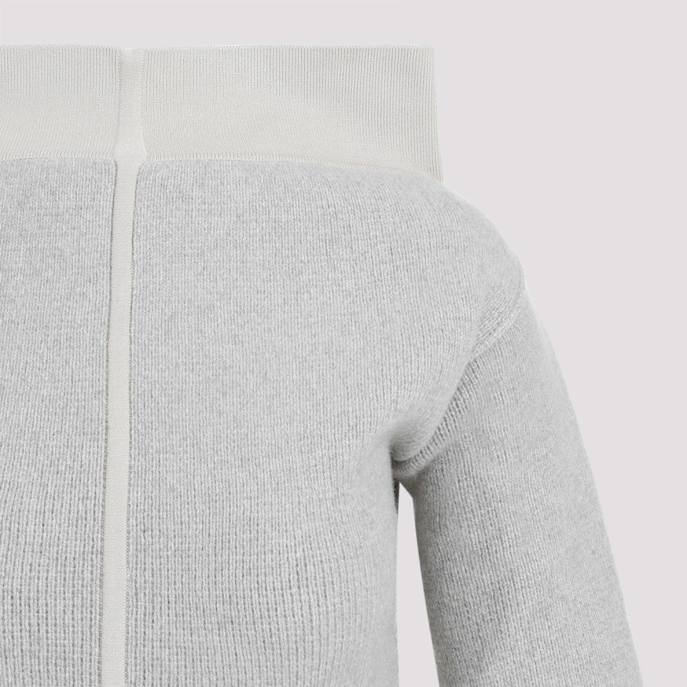 Grey Wide Collar  Cashmere Pullover 5
