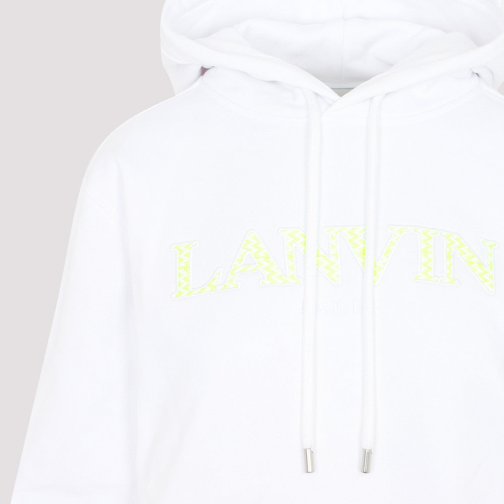 White Cotton Classic Fit Hoodie With Logo 5