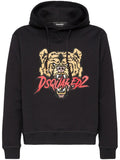 Black logo-print cotton hoodie 1