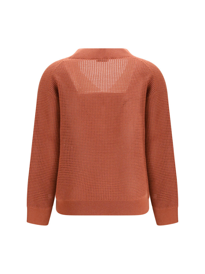 Red Knitted V Neck Sweater 2