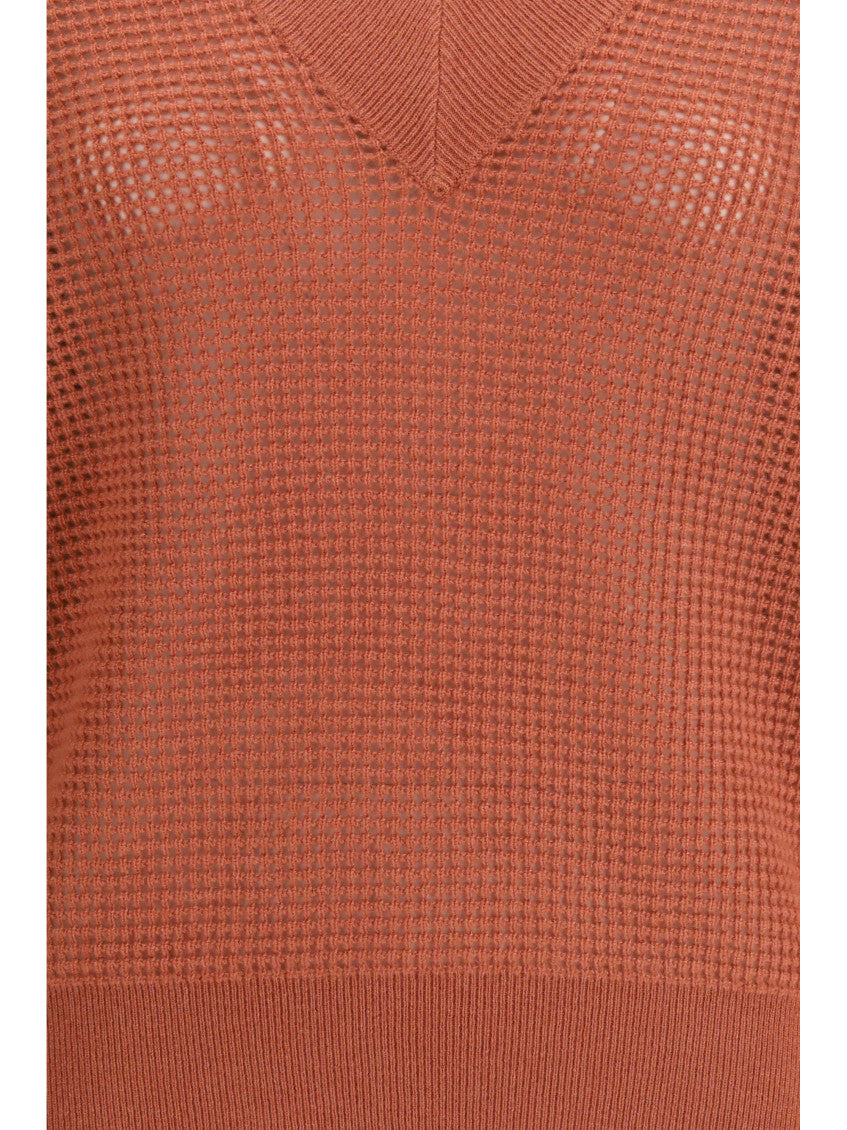 Red Knitted V Neck Sweater 3